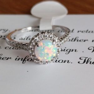 Real 925 Silver Fire Opal Ring